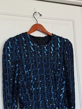 Vintage Designer Partique Union Made Sequin Peplum Blouse New York XS Small